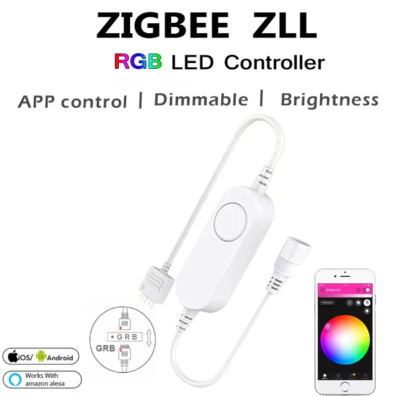 DC12V Zigbee Smart LED Strip RGB LED Strips Light Wireless Remote Control Support Tuya Smartthings Zigbee2Mqtt Echo Google Home