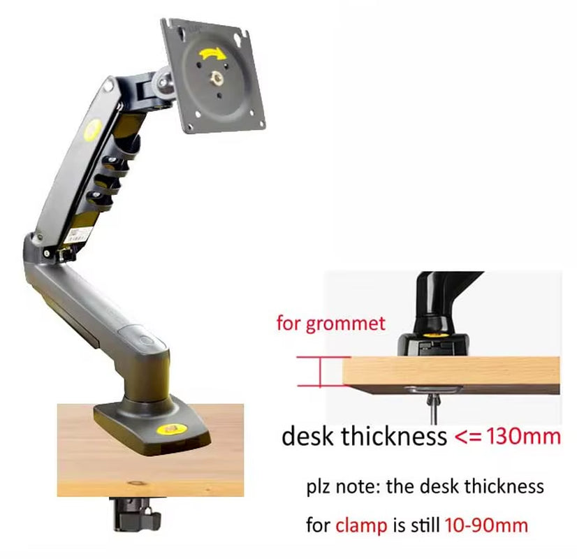 NB NEW F80 17-30" 2-9Kg Dual Arm Air Press Gas Spring Vesa 100X100 Monitor Desk Mount Stand Clamp Grommet Base PC Desk Holder