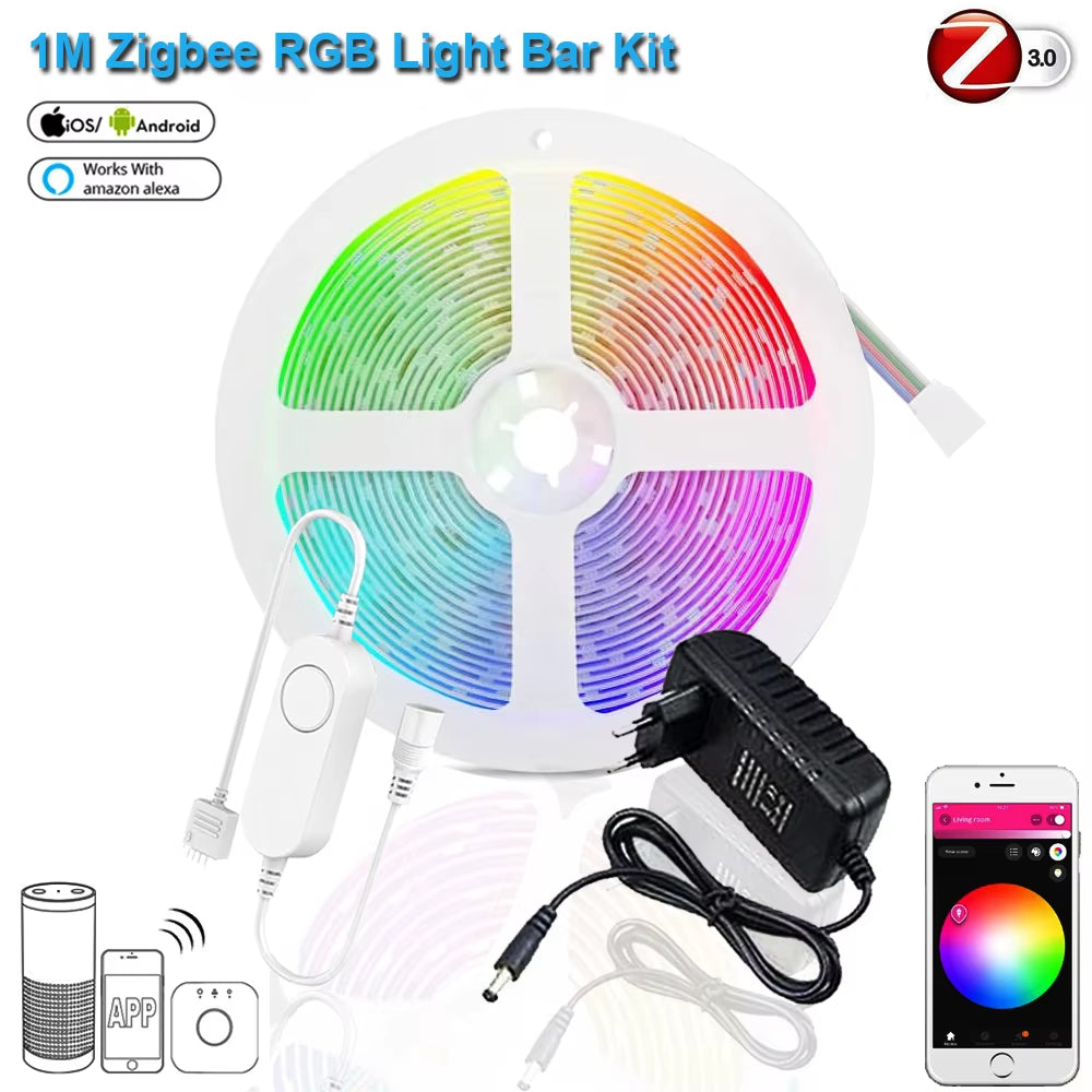 DC12V Zigbee Smart LED Strip RGB LED Strips Light Wireless Remote Control Support Tuya Smartthings Zigbee2Mqtt Echo Google Home