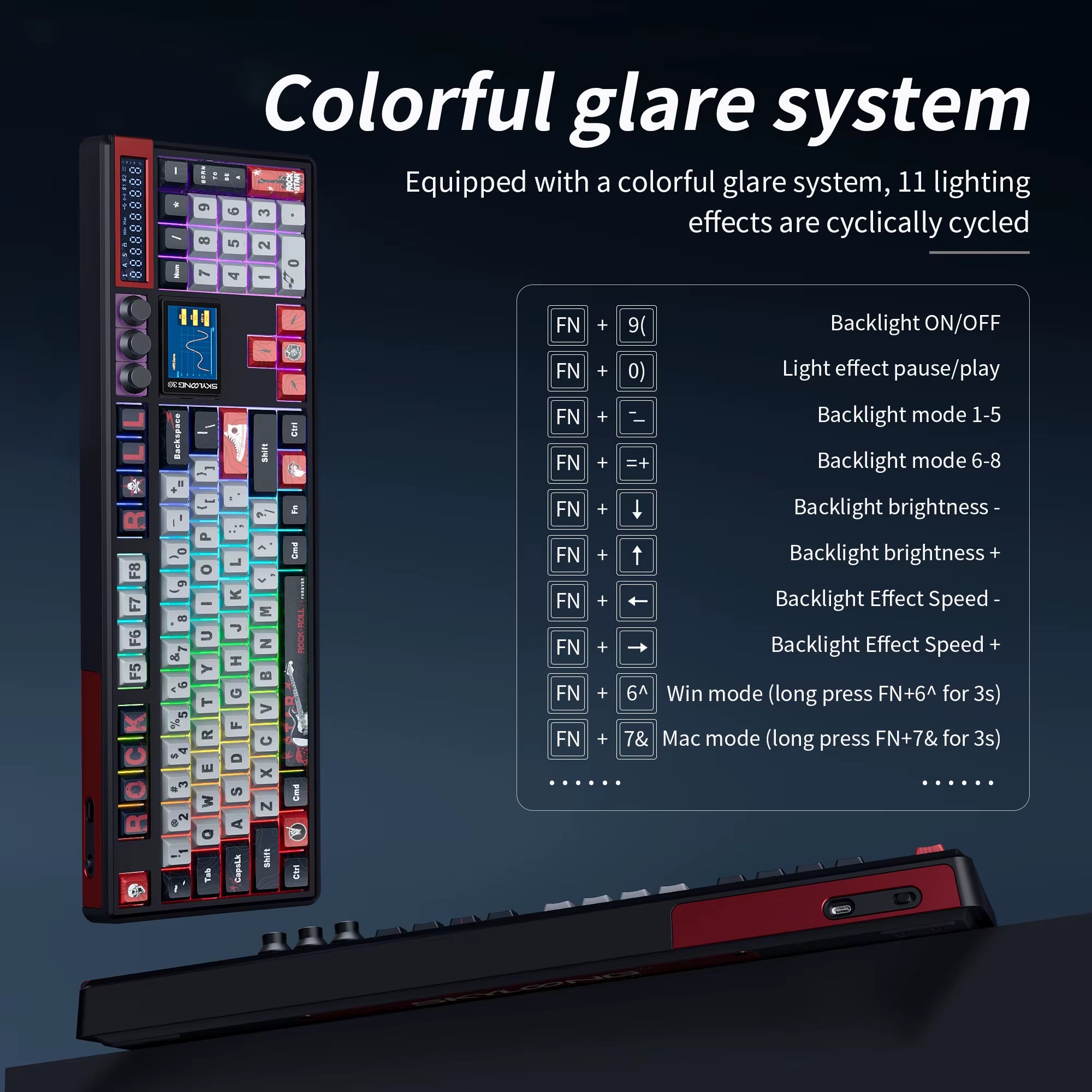 SKYLOONG GK104 Pro Full-Size 3-Mode Wireless Mechanical Keyboard with 3.0 Screen 3 Knobs Hot-Swappable Silent Switch PBT Keycaps