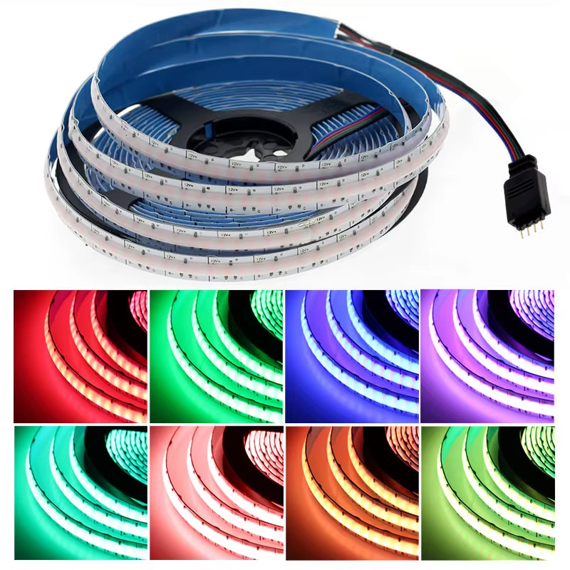 DC12V 24V 384 Leds COB LED Strip 630Leds RGB Flexible COB LED Lights Red / Greeen / Blue / Ice Blue / Pink / Gold LED Tape 5M.