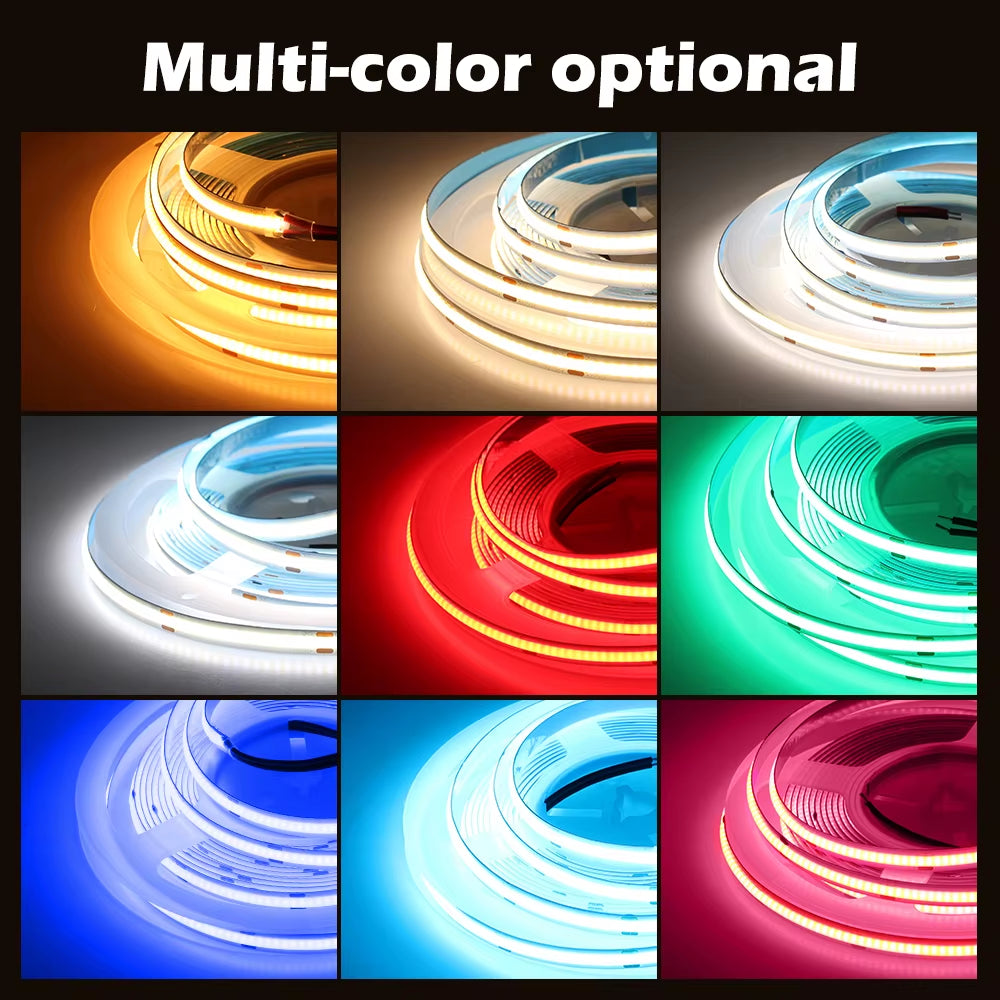 DC12V 24V 384 Leds COB LED Strip 630Leds RGB Flexible COB LED Lights Red / Greeen / Blue / Ice Blue / Pink / Gold LED Tape 5M.