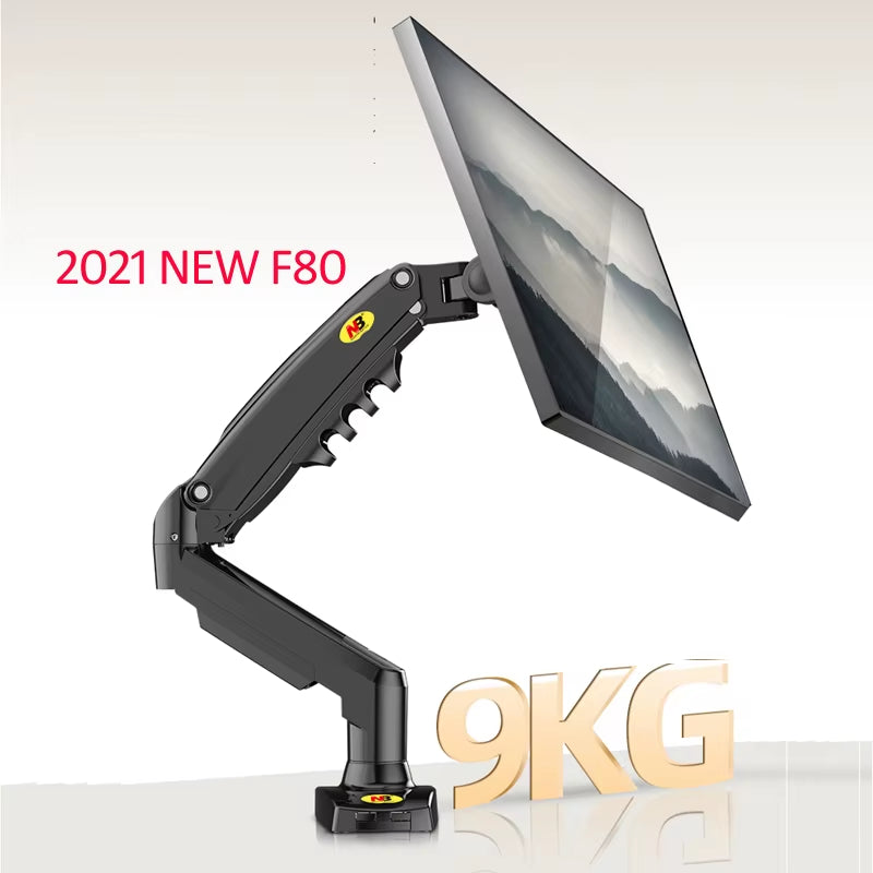 NB NEW F80 17-30" 2-9Kg Dual Arm Air Press Gas Spring Vesa 100X100 Monitor Desk Mount Stand Clamp Grommet Base PC Desk Holder