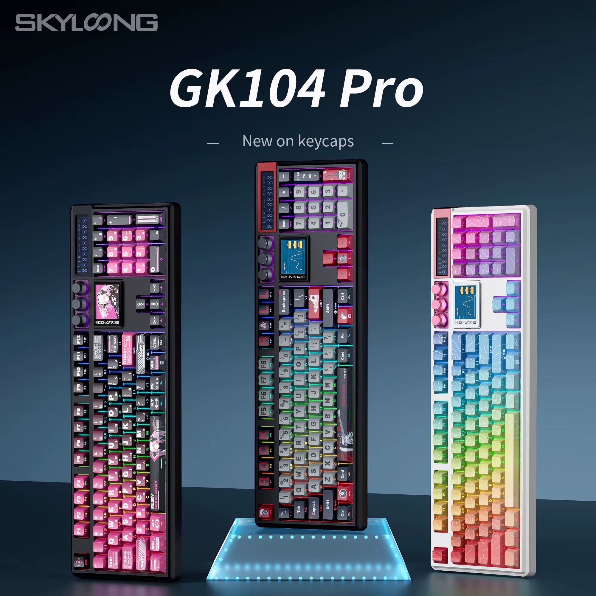 SKYLOONG GK104 Pro Full-Size 3-Mode Wireless Mechanical Keyboard with 3.0 Screen 3 Knobs Hot-Swappable Silent Switch PBT Keycaps